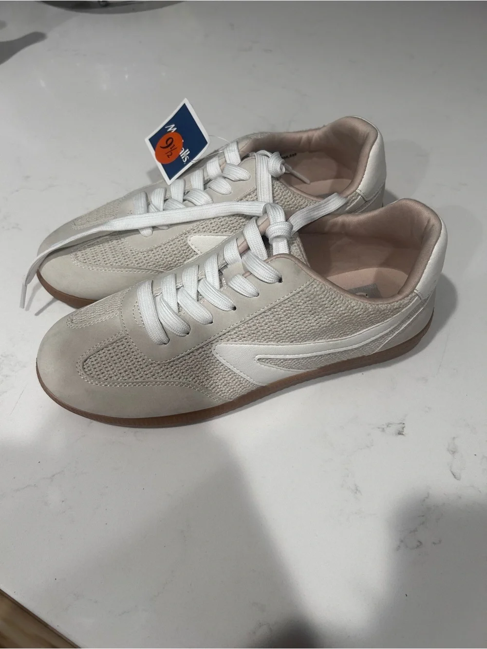 DV by Dolce Vita Cream and Light Pink Lace-Up Sneakers